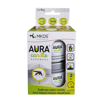AURA CANDLE žvakė nuo uodų ir mašalų, 2 vnt
